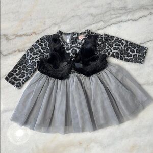 NWOT Baby Girls Nanette Lepore Leopard Print Dress with Tulle Skirt 12mo